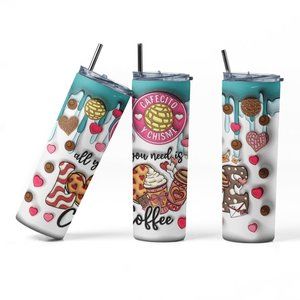 20oz Insulated Tumbler, Cafecito y Chisme, Valentine's Day